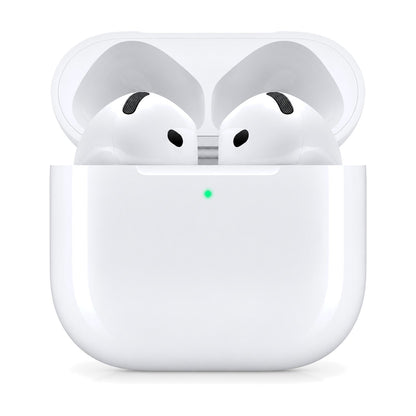 Apple AirPods 4 (MXP63ZM/A) – Produktfoto auf weißem Hintergrund (KI-generierte Darstellung)