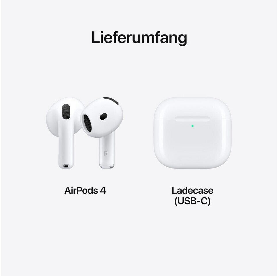 Apple AirPods 4 Lieferumfang: AirPods 4 und Ladecase (USB-C)