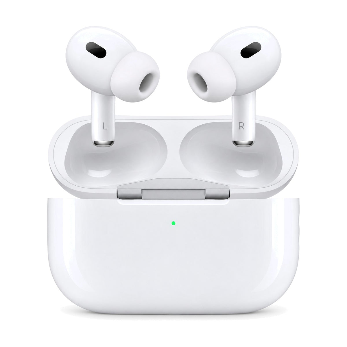 Apple AirPods Pro 2 mit MagSafe-Ladecase USB-C (MTJV3ZM/A) – Produktfoto auf weißem Hintergrund (KI-generierte Darstellung)