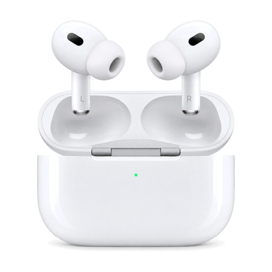 Apple AirPods Pro 2 mit MagSafe-Ladecase USB-C (MTJV3ZM/A) – Produktfoto auf weißem Hintergrund (KI-generierte Darstellung)