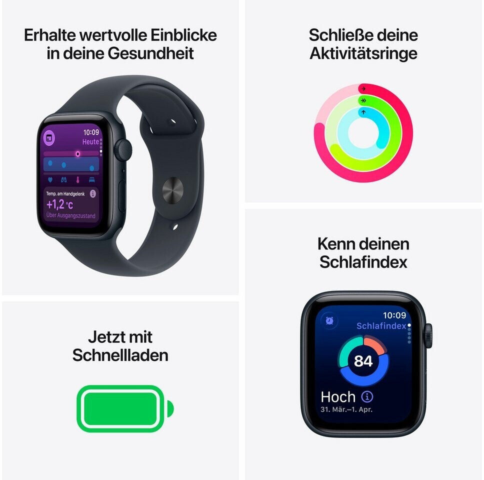 Apple Watch SE 3 – Gesundheit, Aktivitätsringe, Schlafindex und Schnellladen