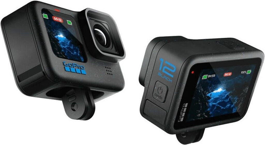 GoPro HERO12 Black – Front- und Rückansicht mit Displays