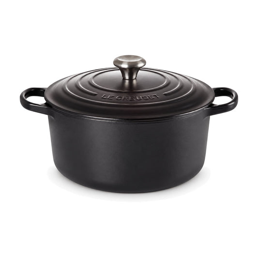 Le Creuset Signature cocotte ronde 24 cm noire – photo produit sur fond blanc