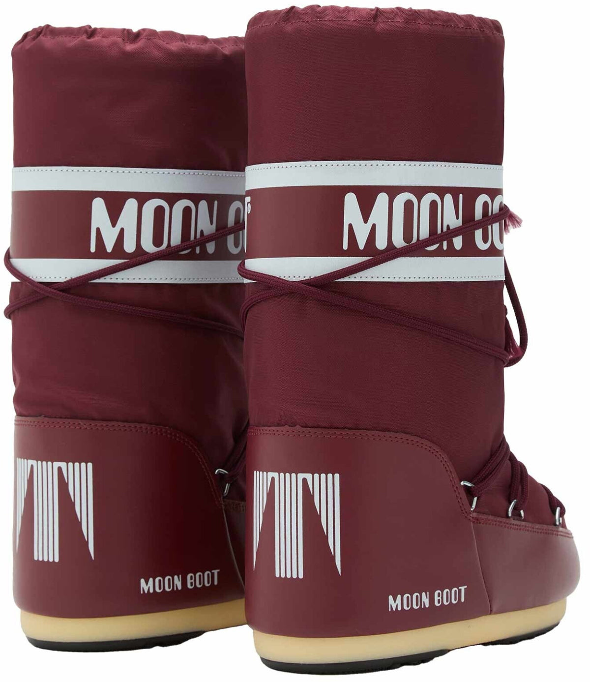 Moon Boot Icon Nylon – Paar von hinten mit Logo-Band