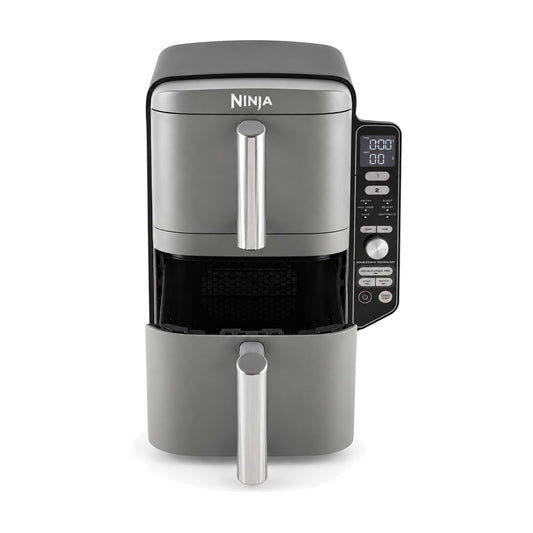 Ninja Double Stack XL SL400EU Heißluftfritteuse in Grau – Produktfoto auf weißem Hintergrund (KI-generierte Darstellung)