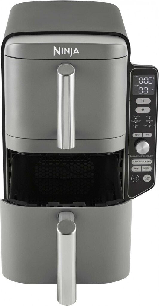 Ninja Double Stack XL SL400EU Heißluftfritteuse in Grau – Frontansicht
